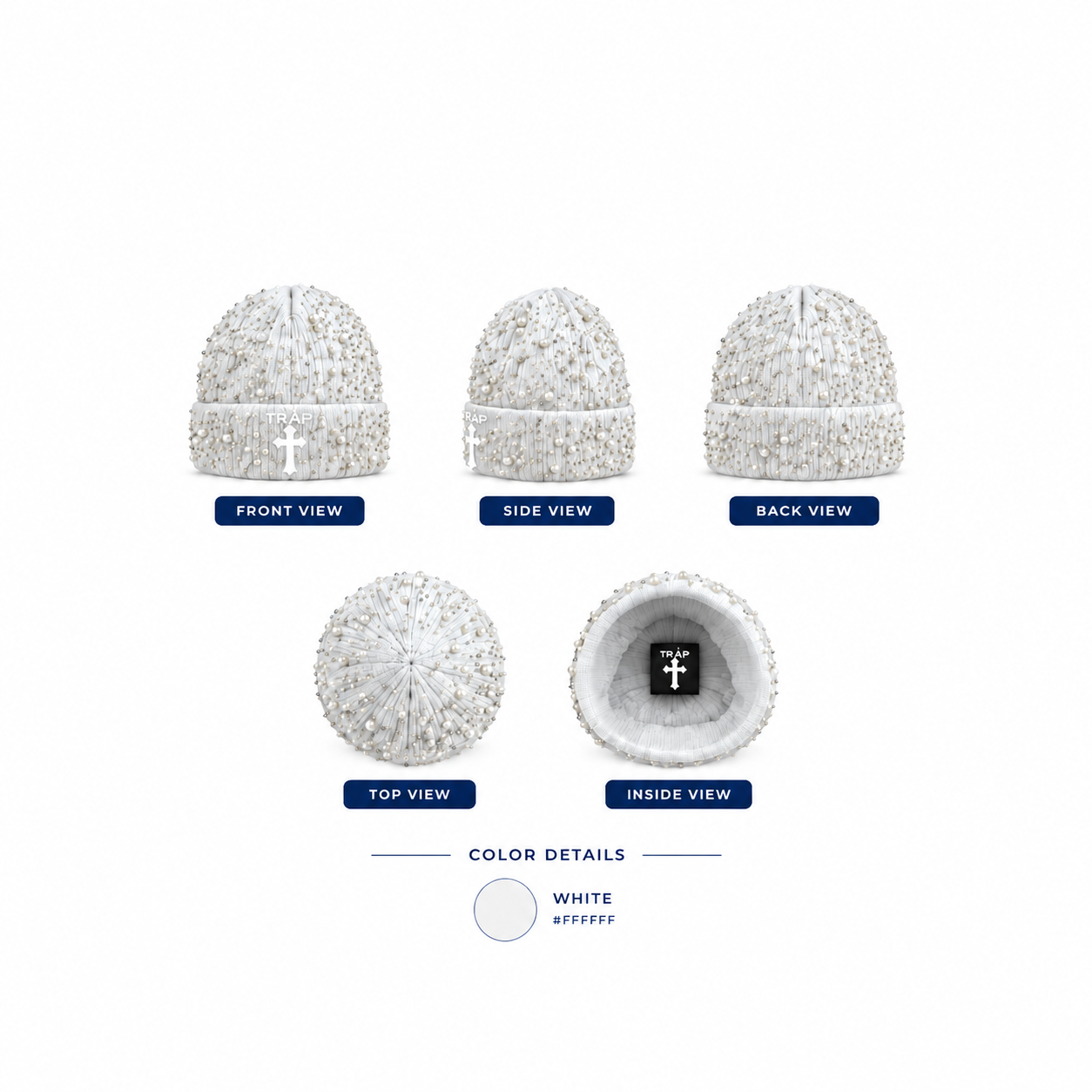 Icy Pearl beanie- white